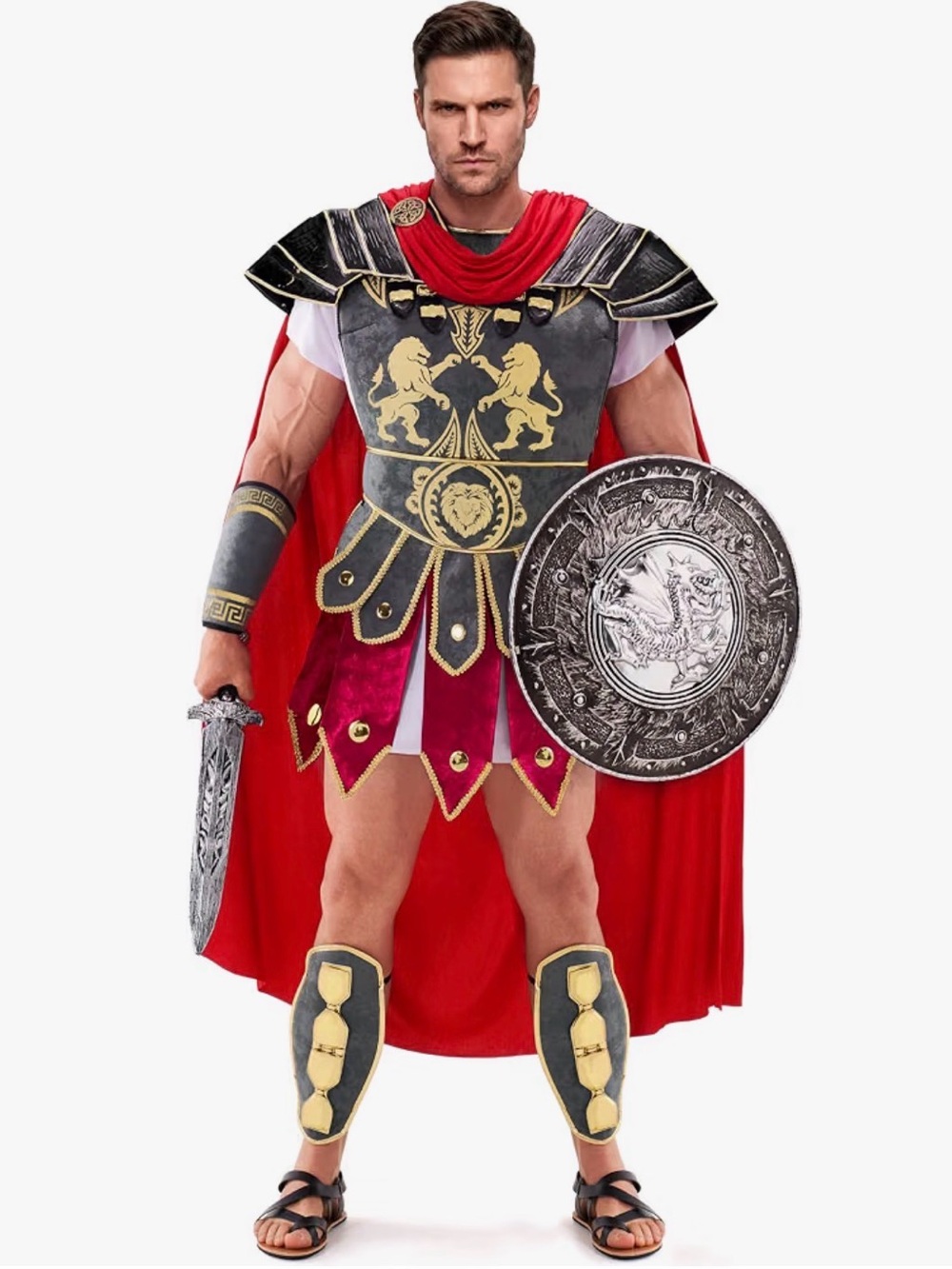 Roman Gladiator Men Costume , Men Size Large,Halloween Audacious Dress Up Party